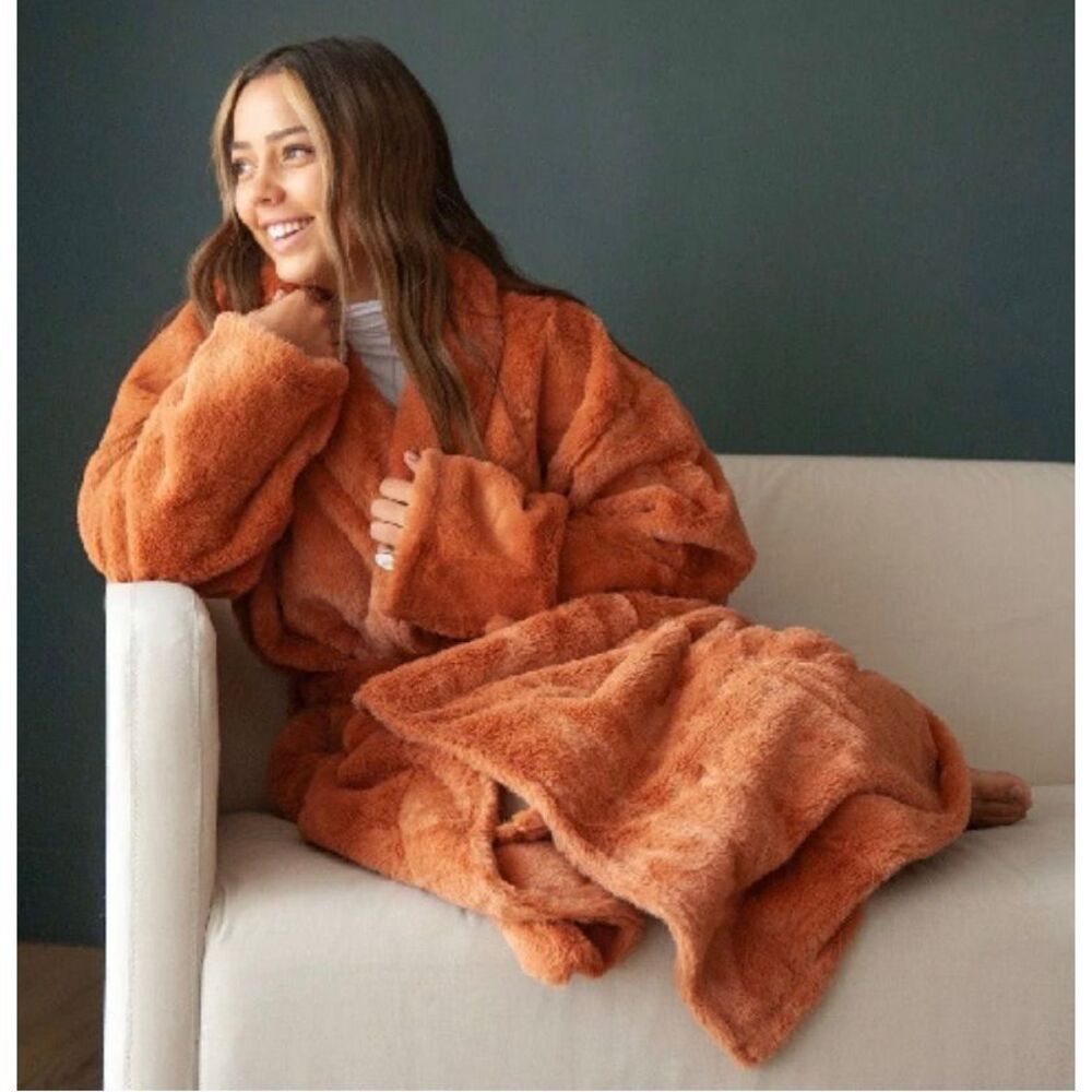 Minky Couture Classic Plush Copper With Pockets Luxurious Robe Women's XS